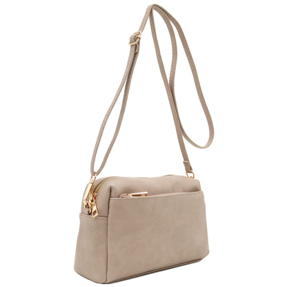 Triple Zip Small Crossbody Bag