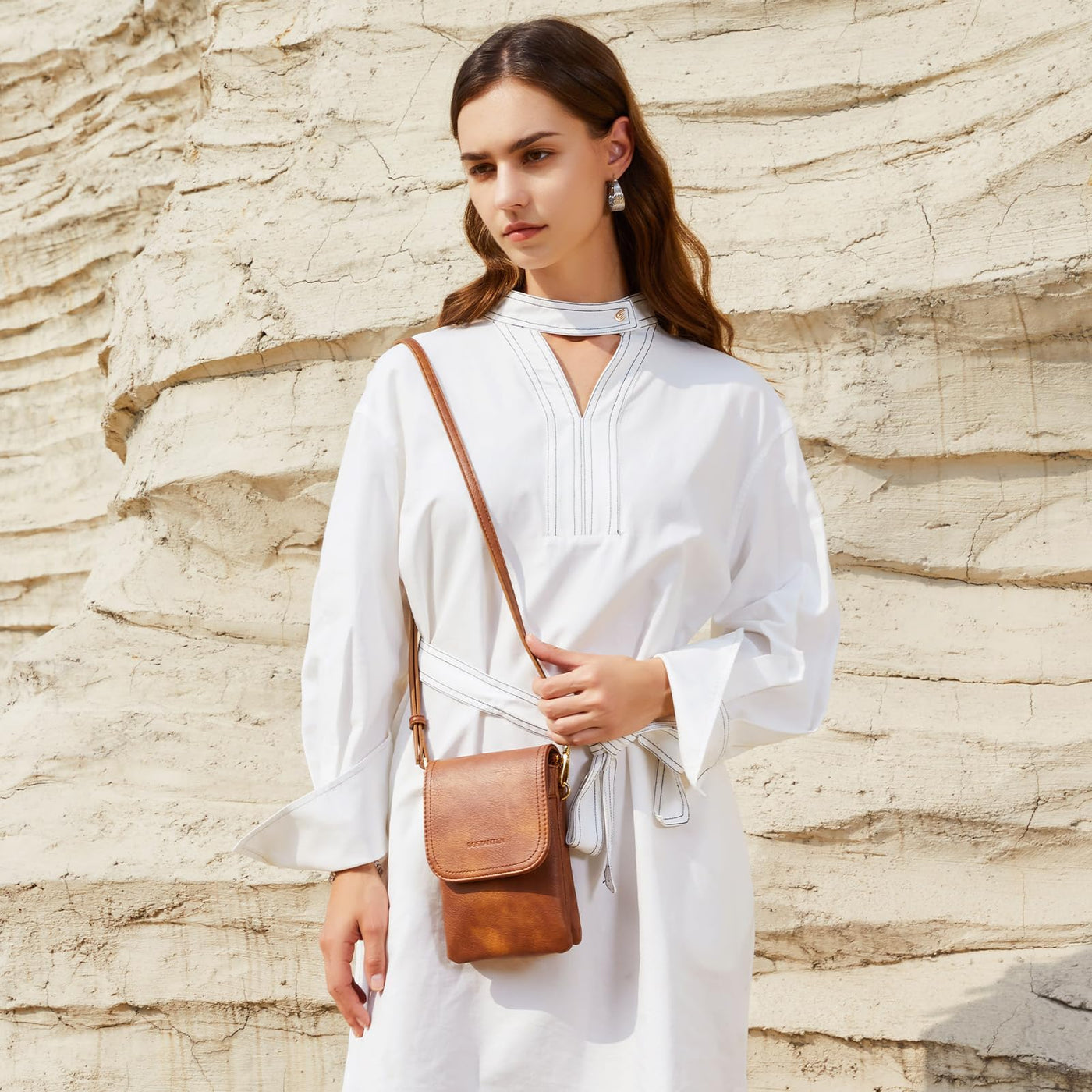 Vegan Leather Crossbody Phone Wallet Bag with Adjustable Strap