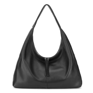 Leather Slouchy Hobo Tote Bag - Soft Lightweight Shoulder Handbag